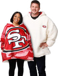 NFL Team Logo Reversible Oversized Sherpa Hoodie Sweatshirt - Cozy Fan