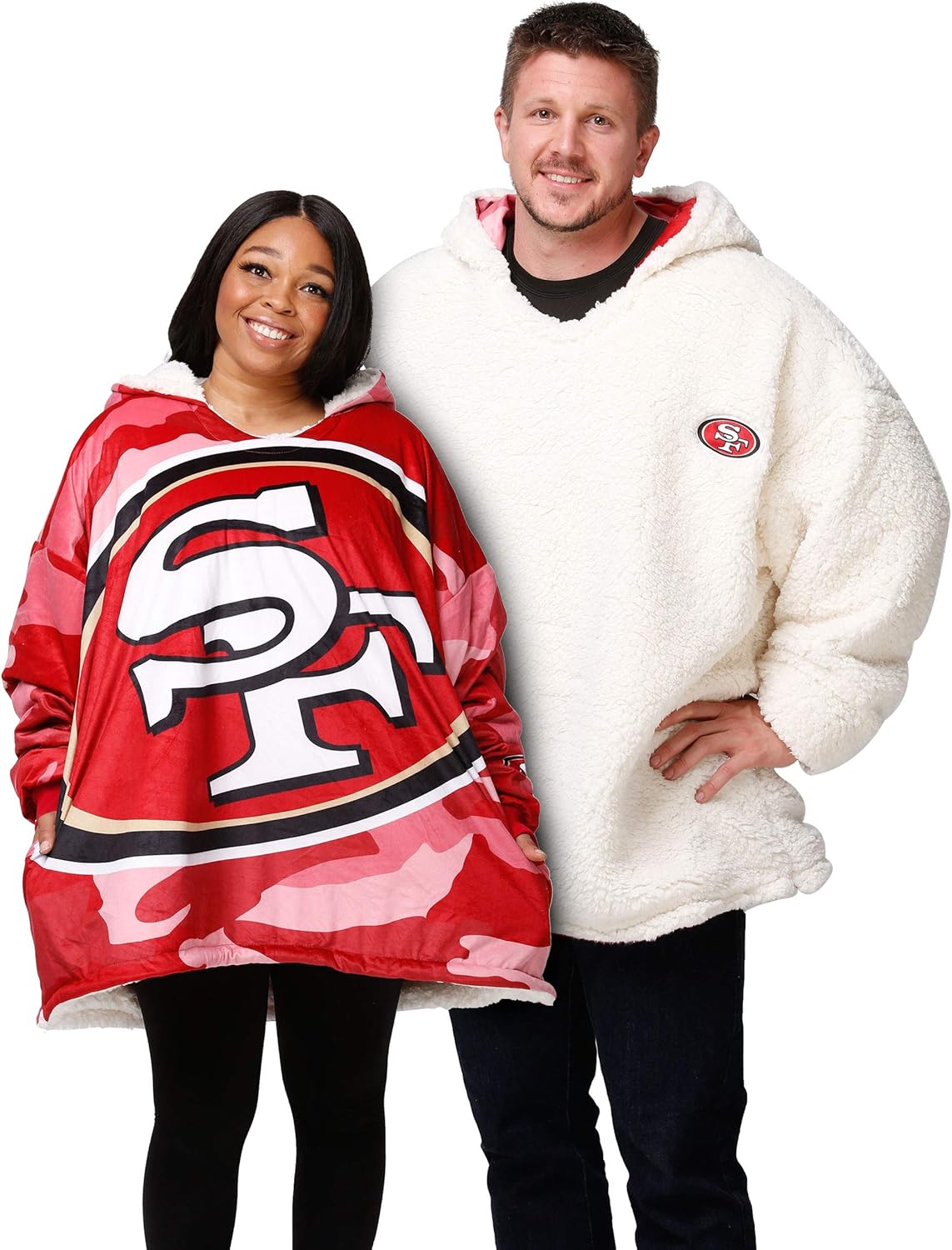 NFL Team Logo Reversible Oversized Sherpa Hoodie Sweatshirt