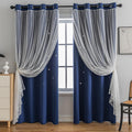 Star Cutout Kids Window Blackout Curtains for Girl Bedroom - Navy Blue
