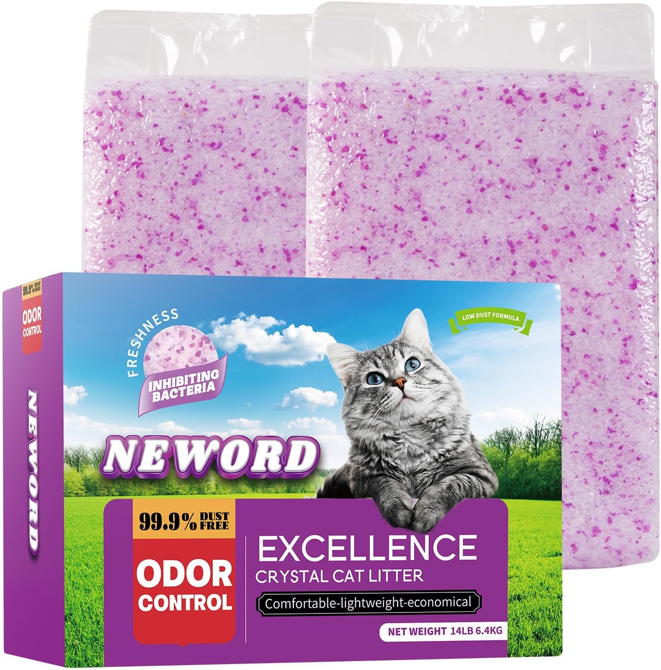 NEWORD Crystals Cat Litter Lightly Scented Odor Control 14 lbs