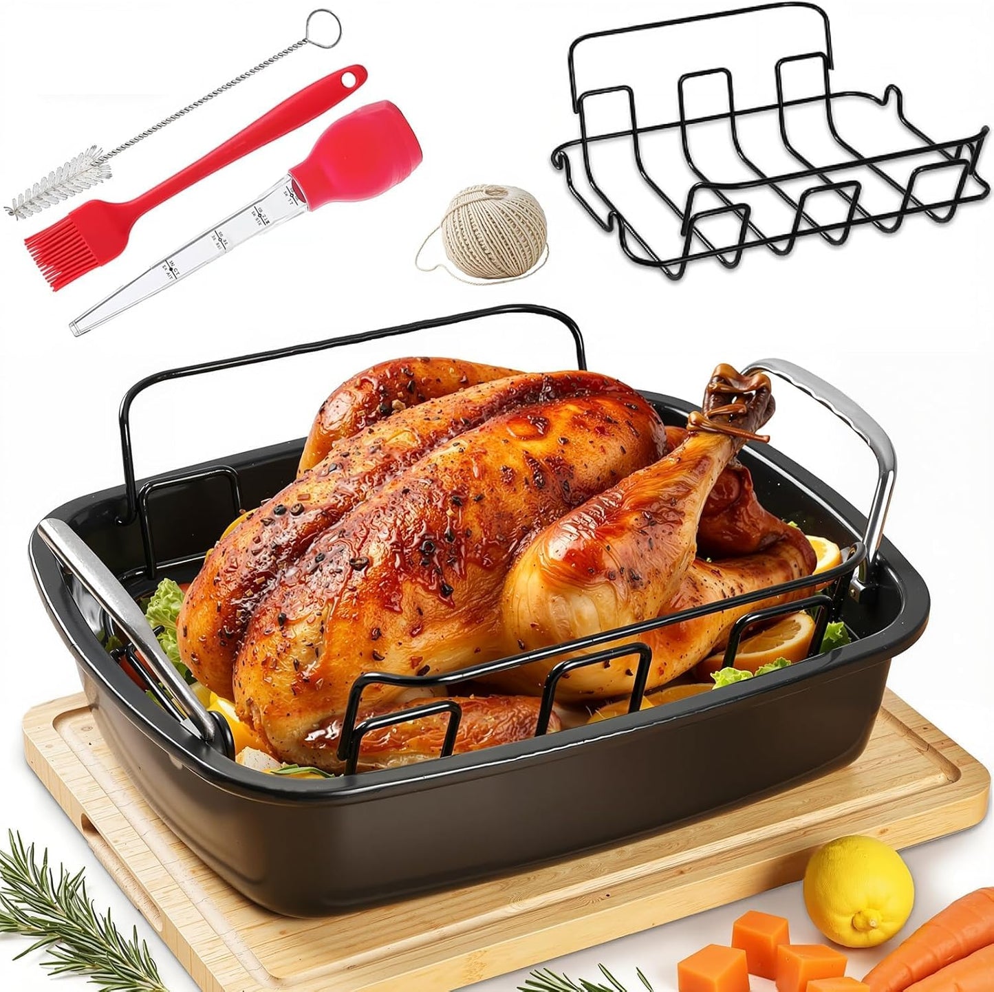 Large Nonstick Roasting Pan Kit with Rack for Perfect Meals