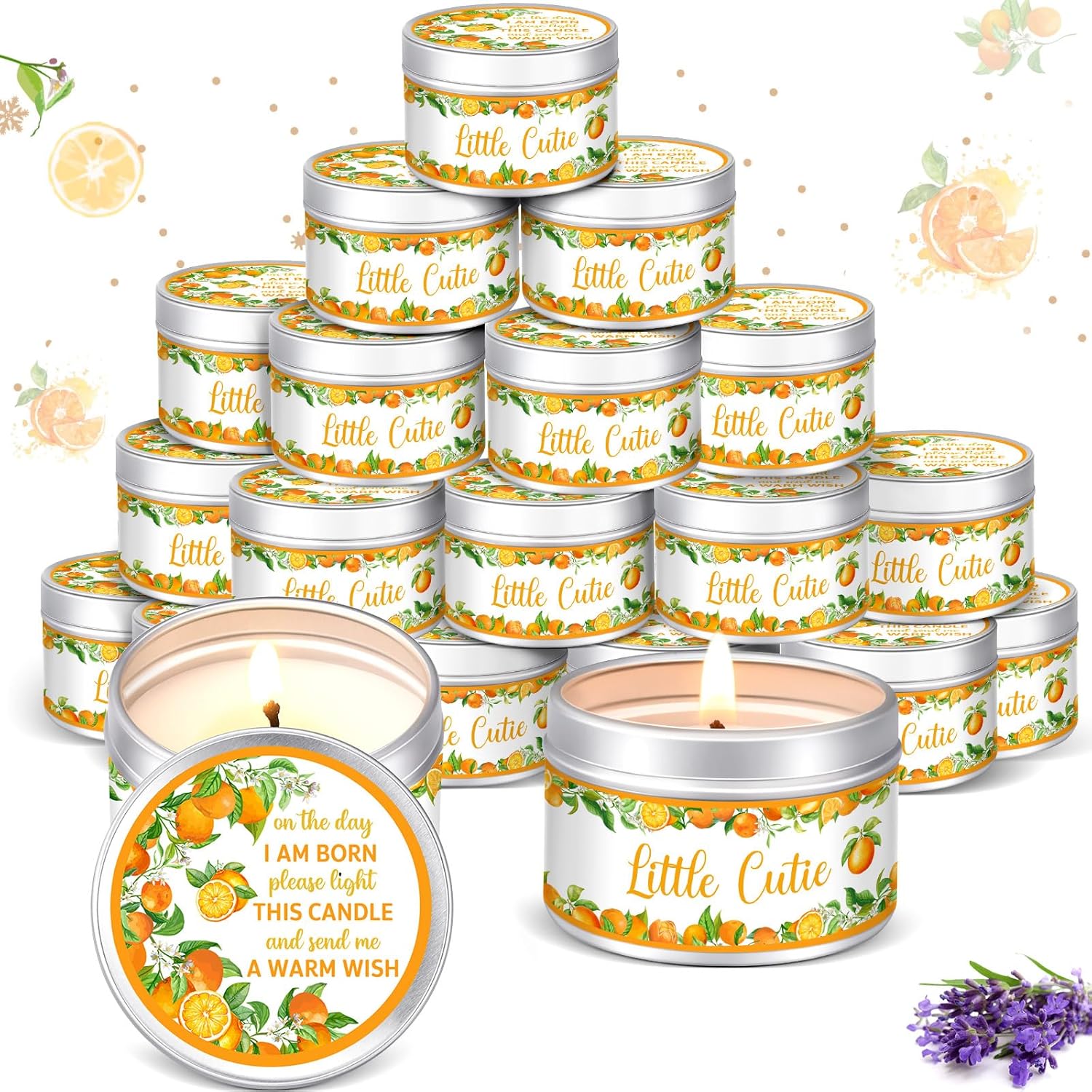 Lavender Scented Baby Shower Party Favors Candles Set of 24
