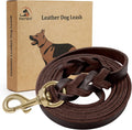 Leather Dog Leash 6 ft Braided Heavy Duty - Military Grade Control