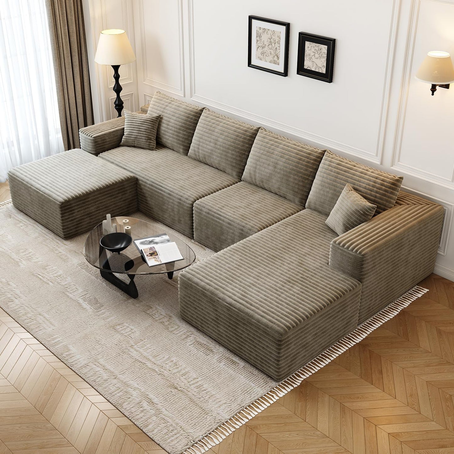 135.4 in Cloud Modular Sectional Sofa with Ottoman for Comfort