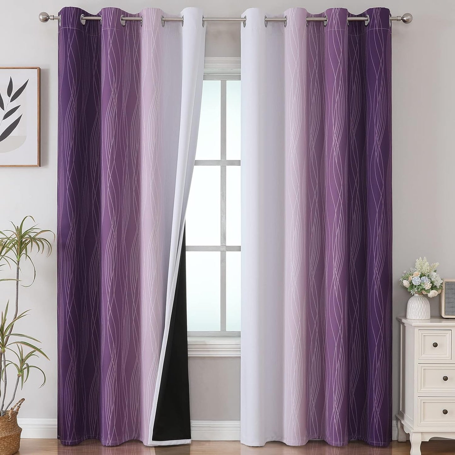 Ombre Blackout Curtains Set for Bedroom and Living Room Use