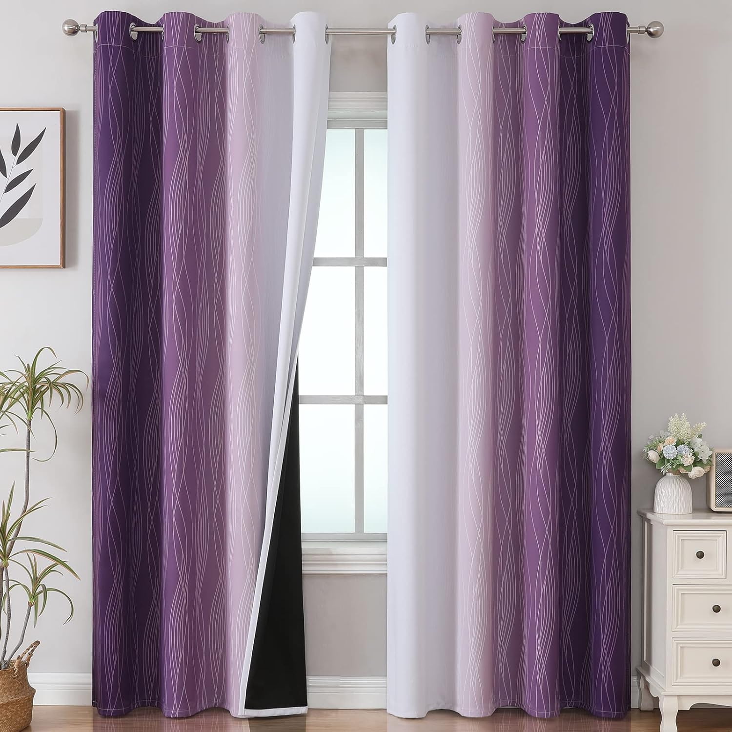 Ombre Blackout Curtains Set for Bedroom and Living Room Use