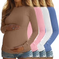 4 Pack Womens Maternity Ribbed Knit Long Sleeve Tops - Comfortable in