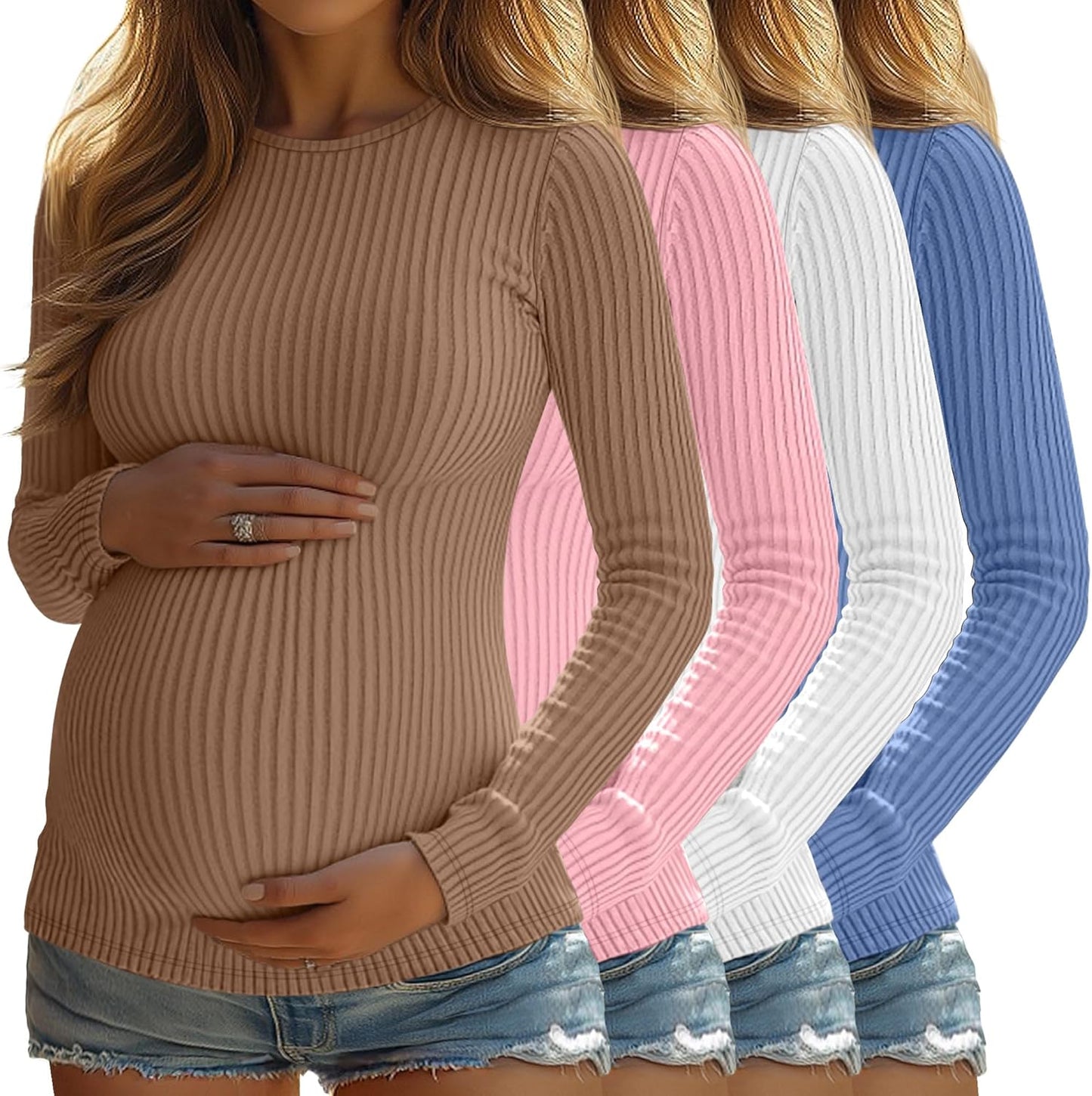 4 Pack Womens Maternity Shirts Long Sleeve Casual Tops