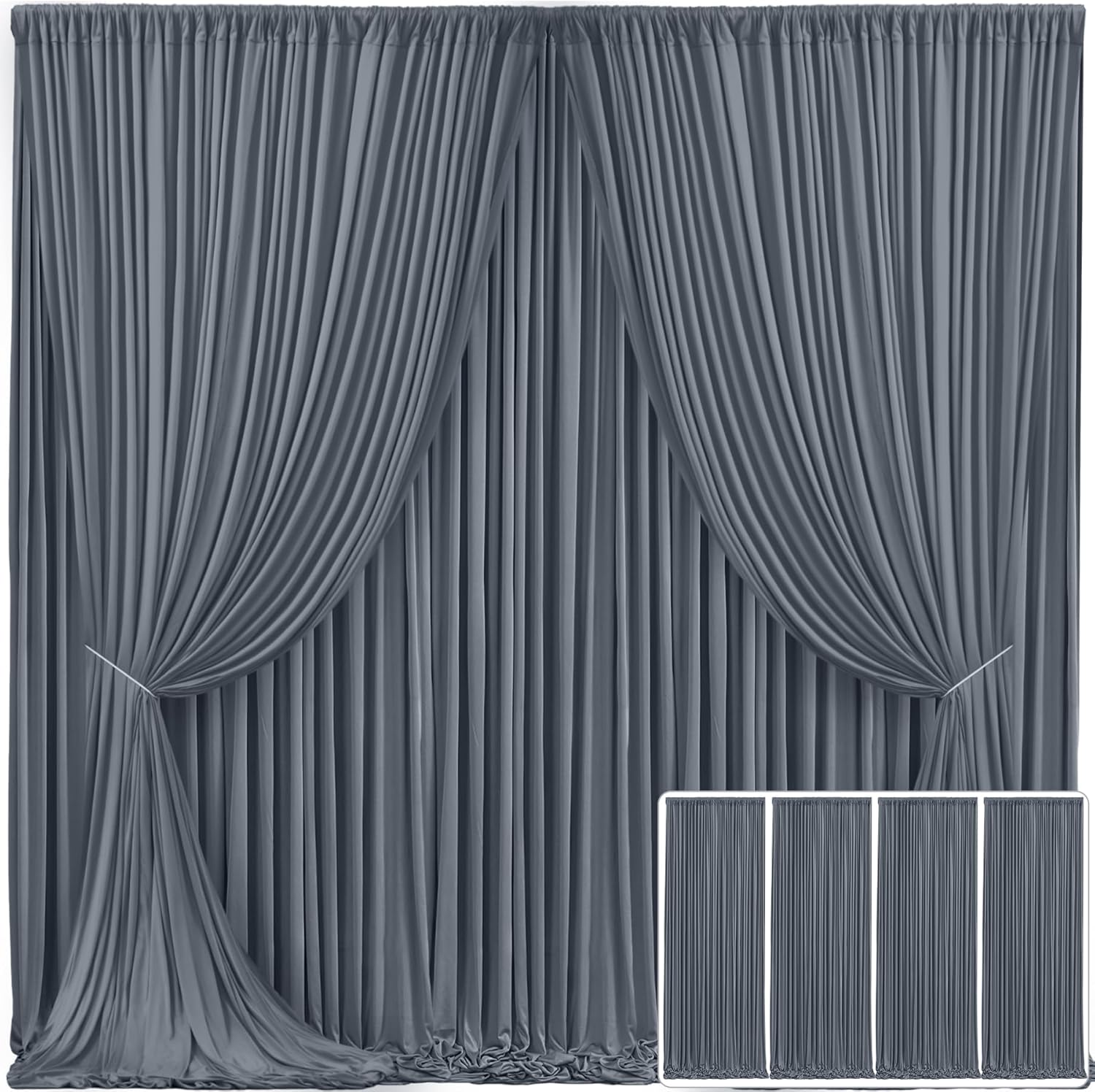 4 Panels Charcoal Grey Backdrop Curtains for Stunning Events