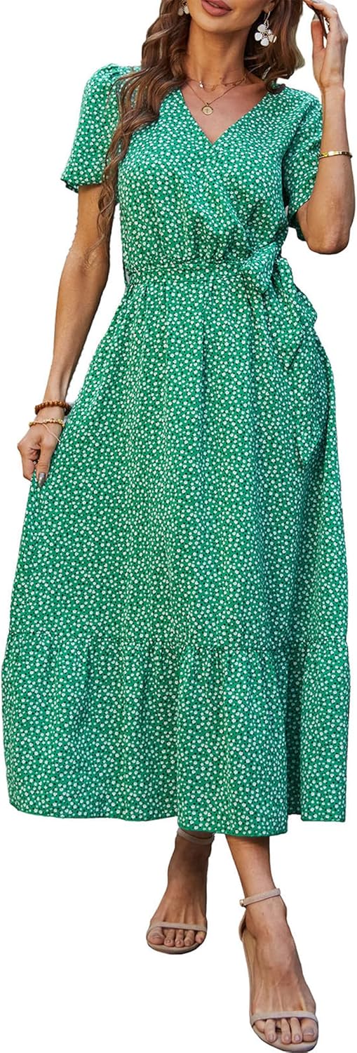 PRETTYGARDEN Women's Summer Floral Boho Maxi Dress for Weddings