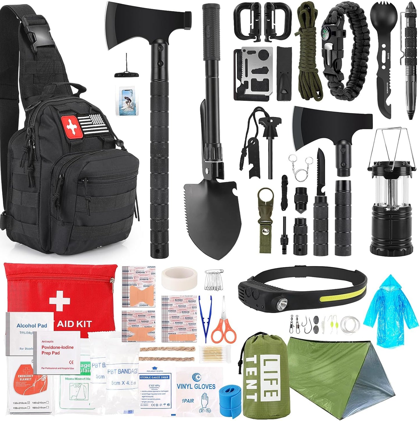 268 Pcs Emergency Survival Kit for Camping, Hiking, and More