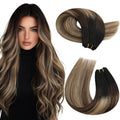 Moresoo Weft Hair Extensions for Natural Black to Brown Looks