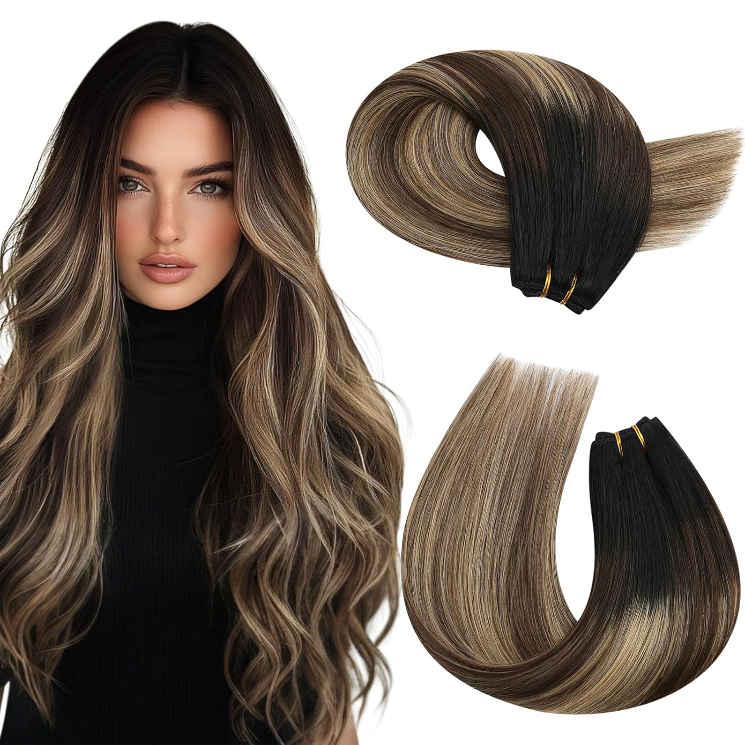 Moresoo Weft Hair Extensions for Natural Black to Brown Looks
