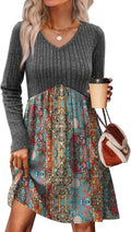 Long Sleeve Sweater Dress V Neck Empire Waist - Flattering Fall Fit