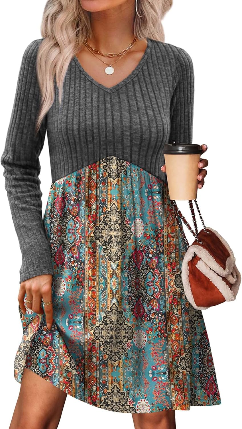OFEEFAN Long Sleeve Sweater Dress for Fall Fashion Lovers