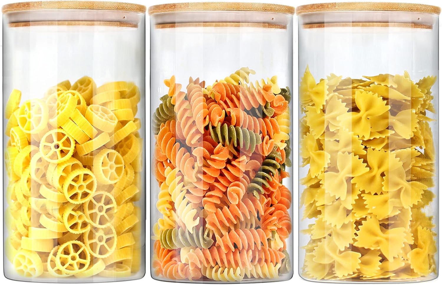Glass Jars with Bamboo Lids for Stylish Pantry Organization