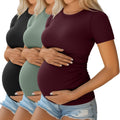 Maternity Shirts 3 Pack Womens Cotton Short Sleeve Tops - Soft