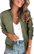 ECOWISH Women's Floral Zip Up Bomber Jacket - Lightweight Casual