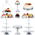 Silver 3-Tier Cake Stand Set - Elegant 9-Piece Dessert Display