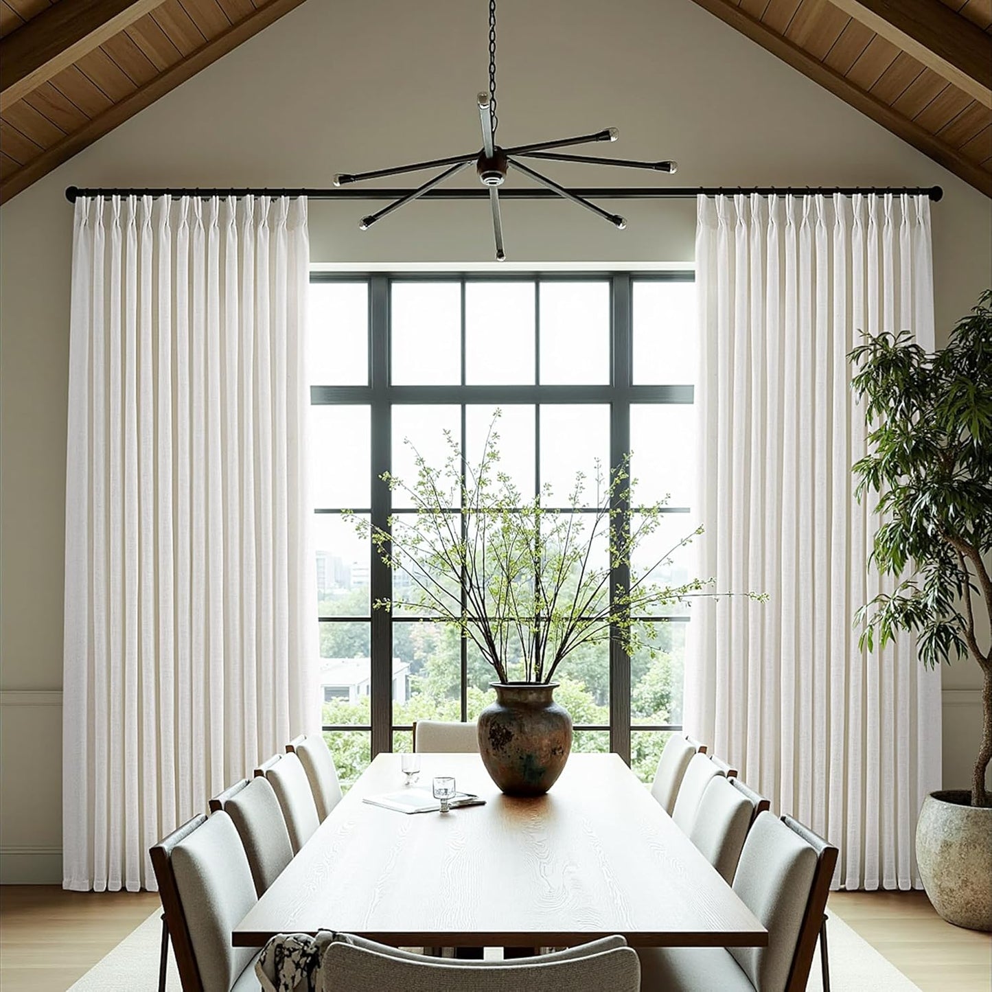 Natural Pinch Pleated Linen Curtains for Elegant Home Decor