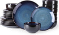 Ceramic Dinnerware Sets for 8 - Handmade Reactive Glaze Blue