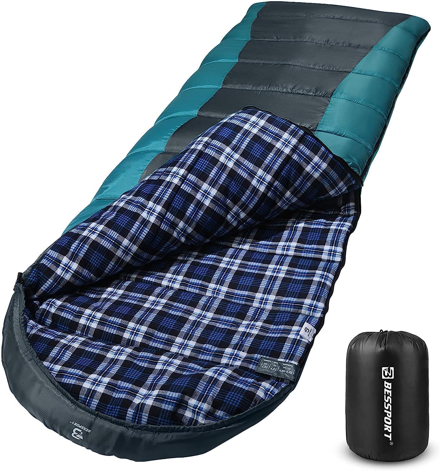 Bessport Sleeping Bag Winter | Flannel Lined for All Seasons
