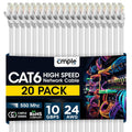 Cat6 Ethernet Cable 20 Pack 5 ft - 10Gbps Patch Cables