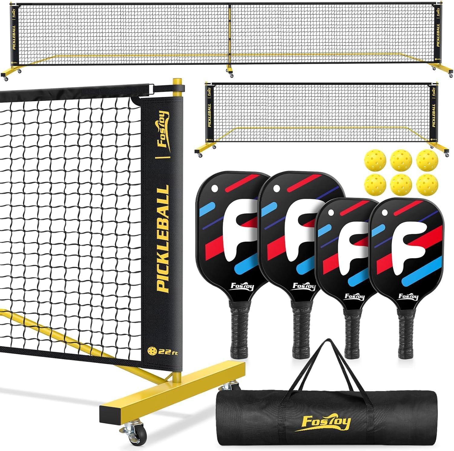 Portable Pickleball Net Set with Wheels for Family Fun