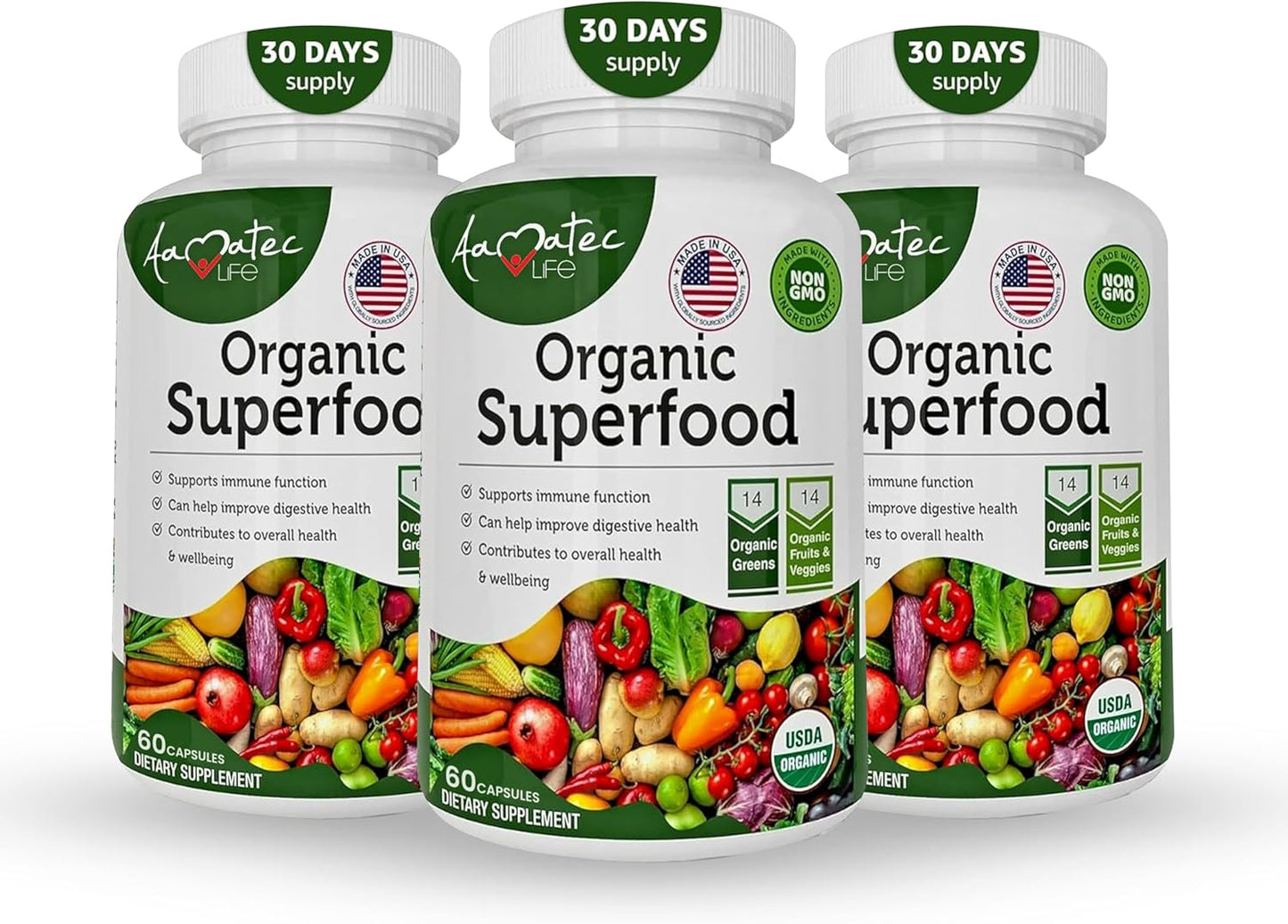 Organic Superfood Greens Fruits and Veggies Complex for Health