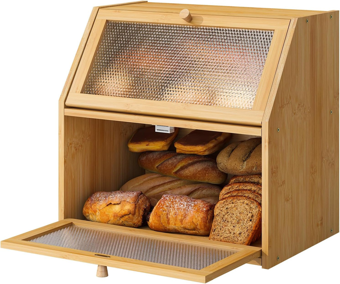 Extra Large Double Layer Bread Box for Kitchen Countertop Storage