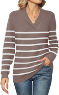 Ivicoer Women Long Sleeve V Neck Pullover Knitted Sweater - Soft