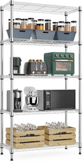1250 lbs 5 Tier Metal Storage Shelf Wire Rack with Wheels - Adjustable