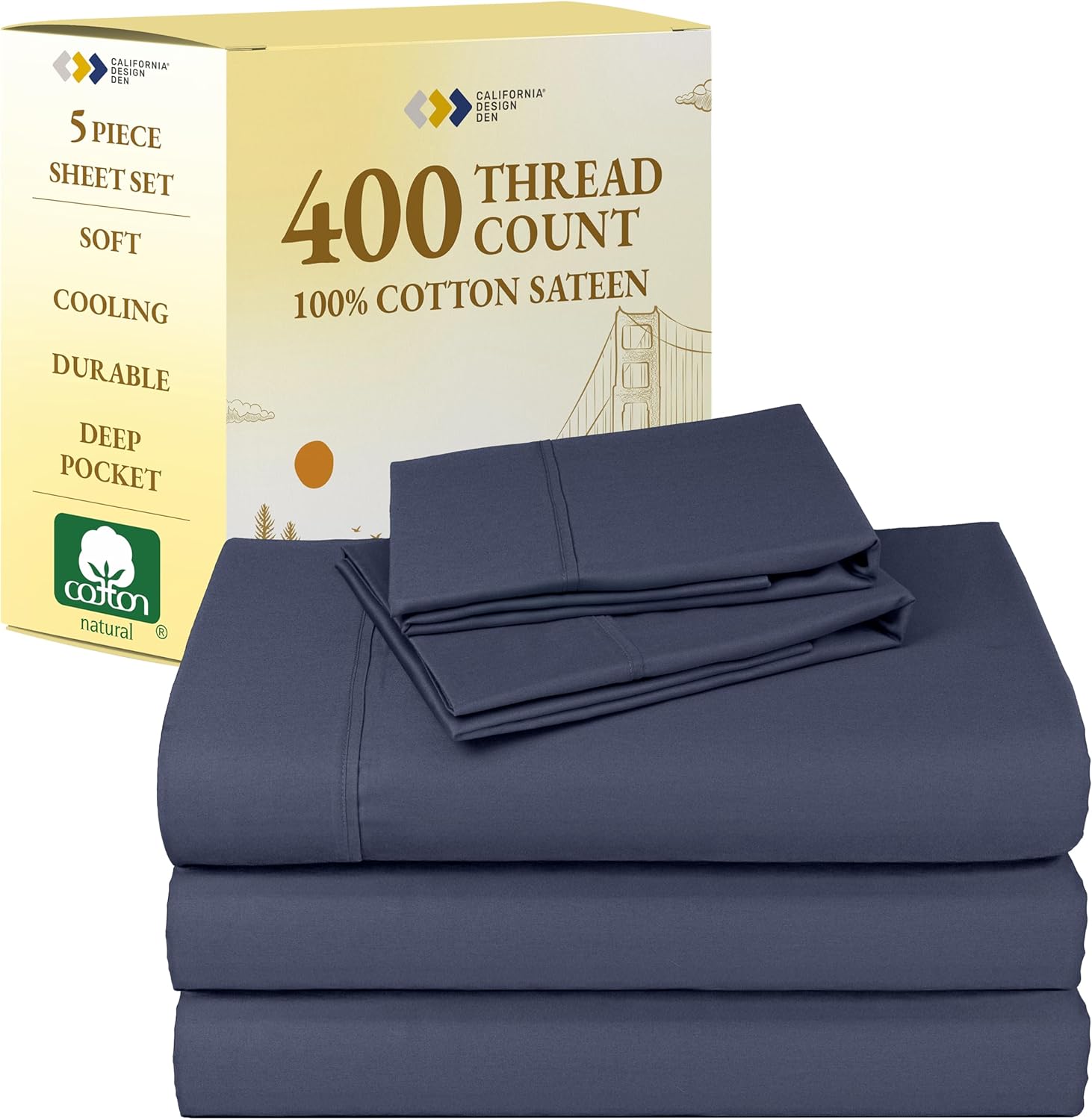 California Design Den Split King Sheets Set - Soft 400 Thread Count