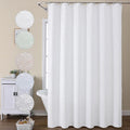 Shower Curtain White Fabric Set with 12 Hooks - Textured 72x84 in