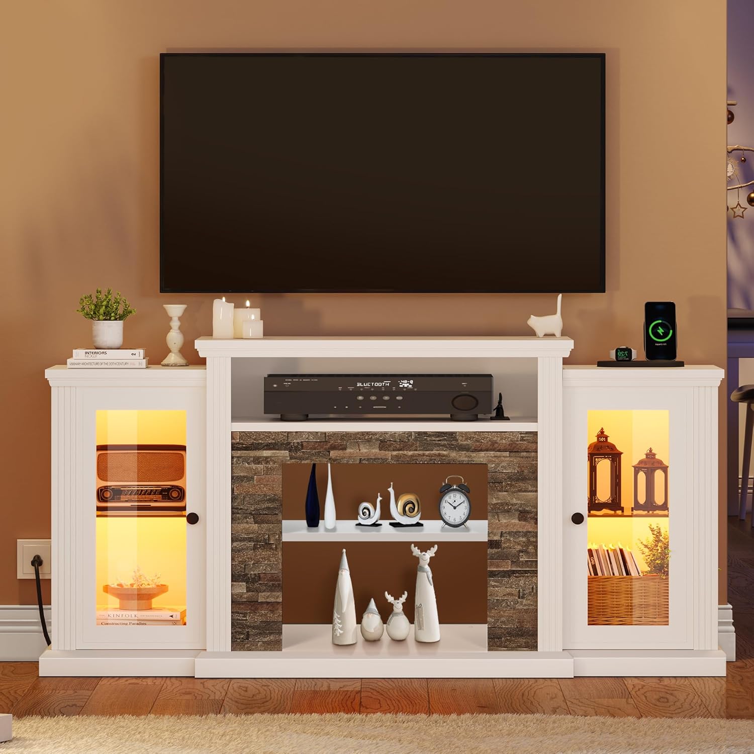 YITAHOME 65'' TV Stand: Power Outlet, LED Light & Adjustable Shelves