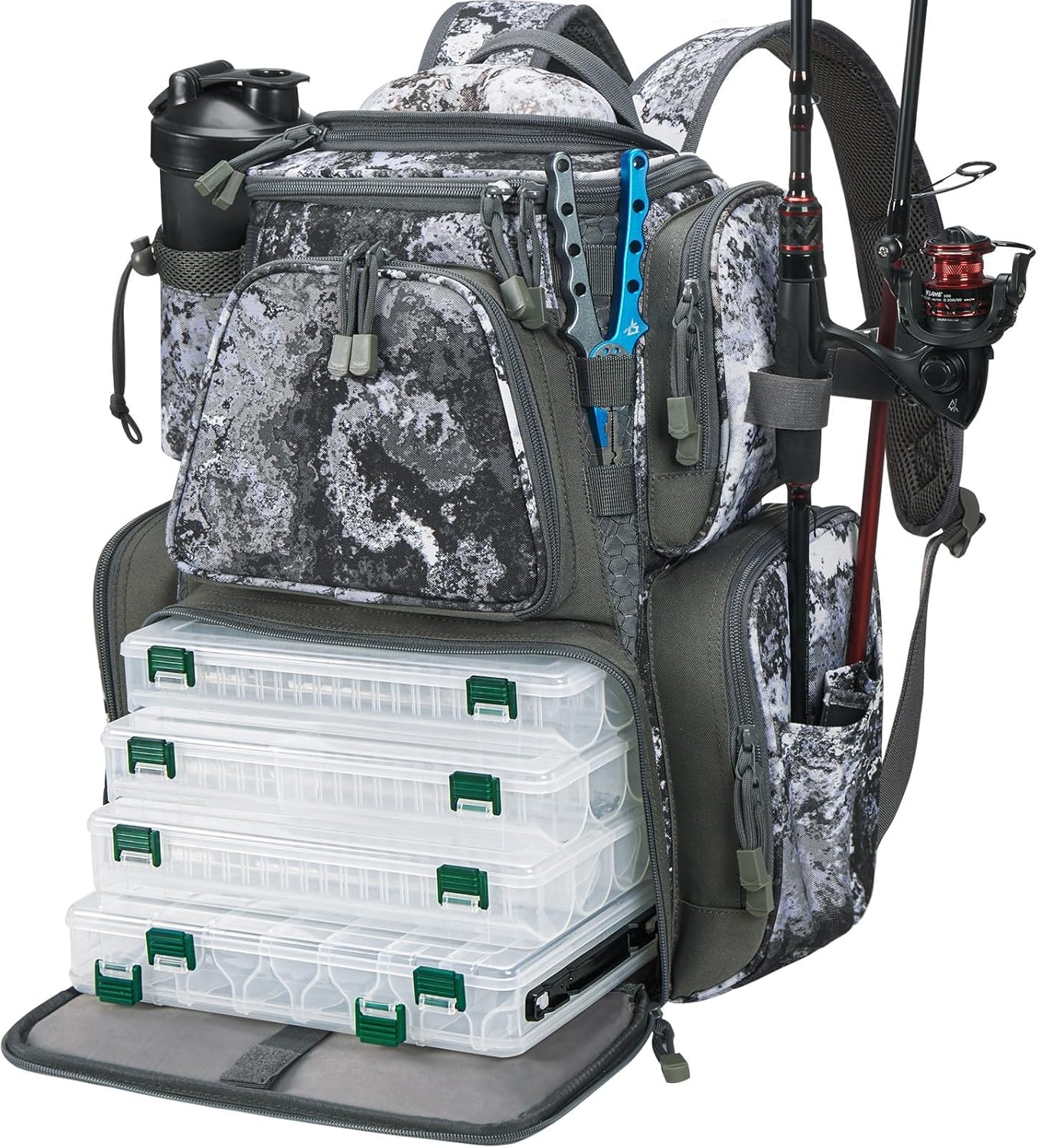Piscifun Fishing Backpack: 4 Trays, Waterproof Cover