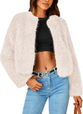 PRETTYGARDEN Women's Fleece Cropped Faux Fur Jacket - Warm Statement