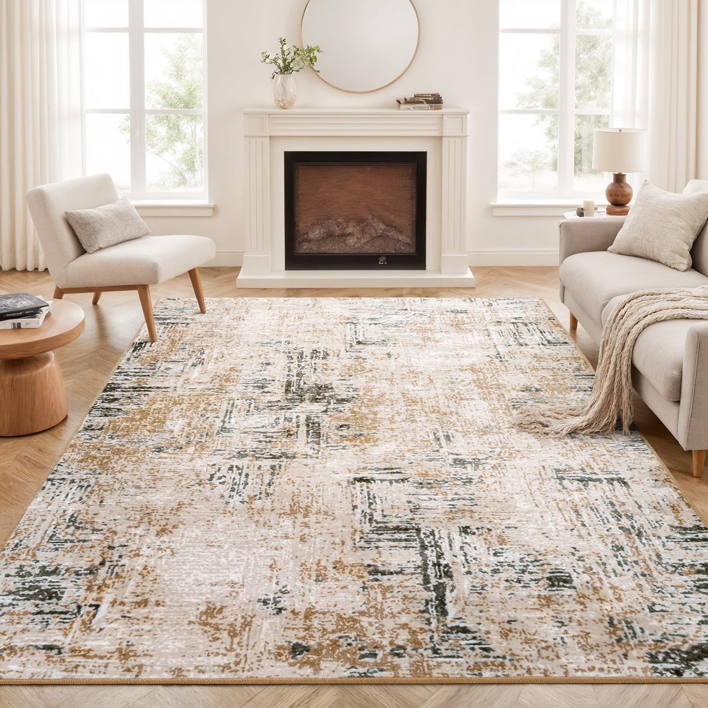 Rugflix 5x7 Area Rug for Living Room, Soft Modern Abstract Design
