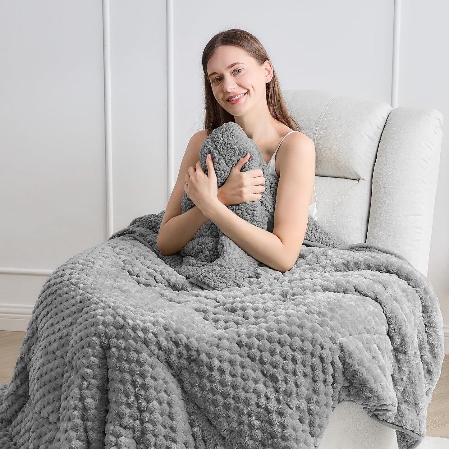 Wemore Fleece Weighted Blanket for Adults - Cozy Soft Sherpa