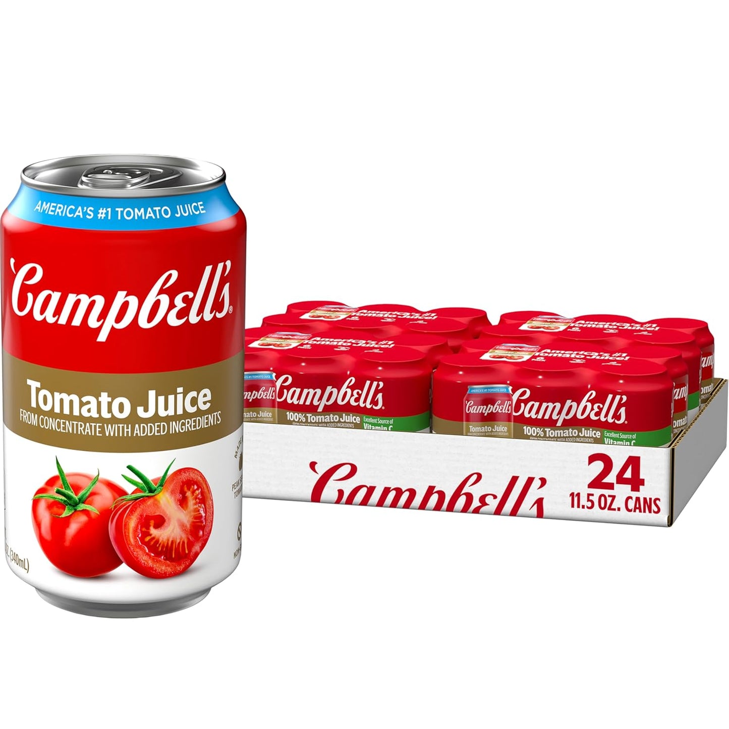 Campbell's 100% Tomato Juice, 11.5 fl oz Can - 24 Pack