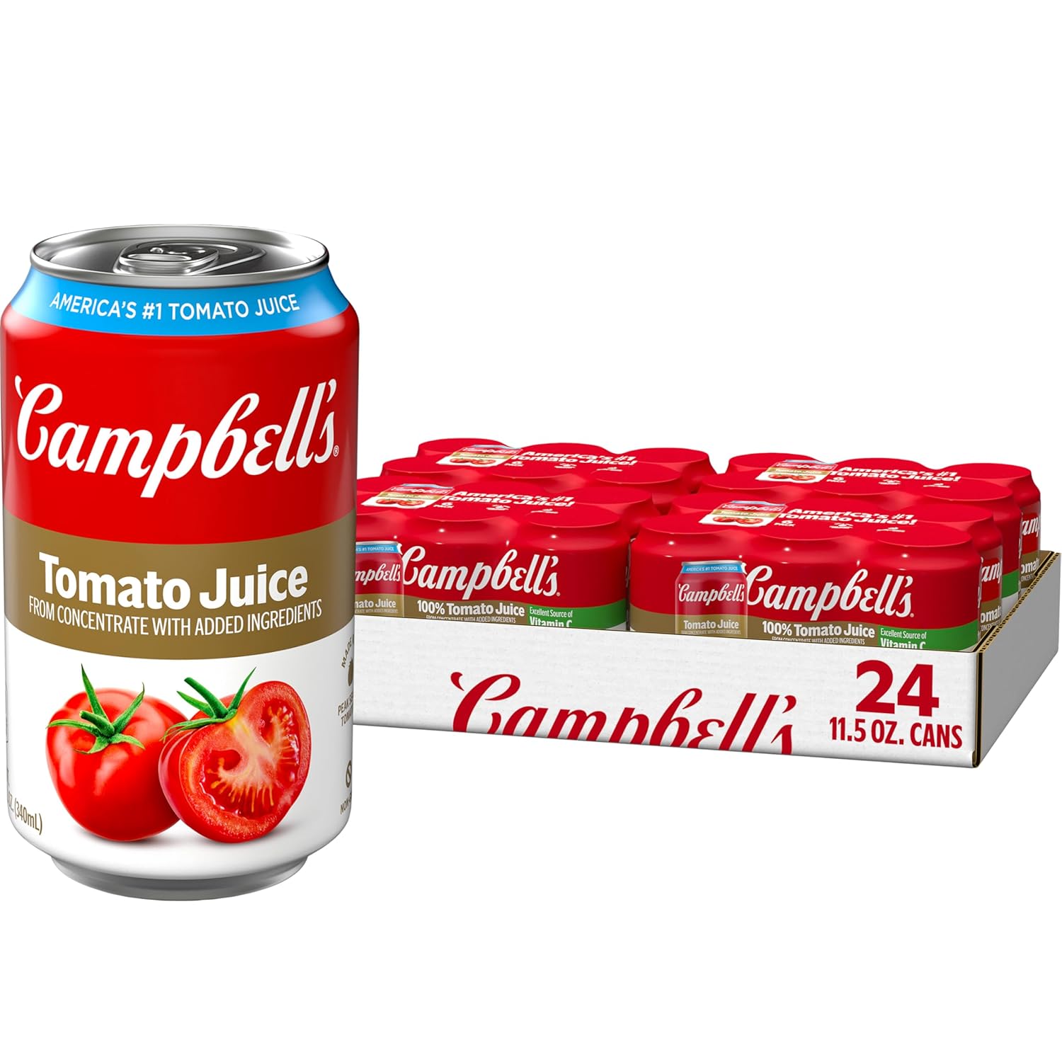 Campbell's 100% Tomato Juice, 11.5 fl oz Can - 24 Pack