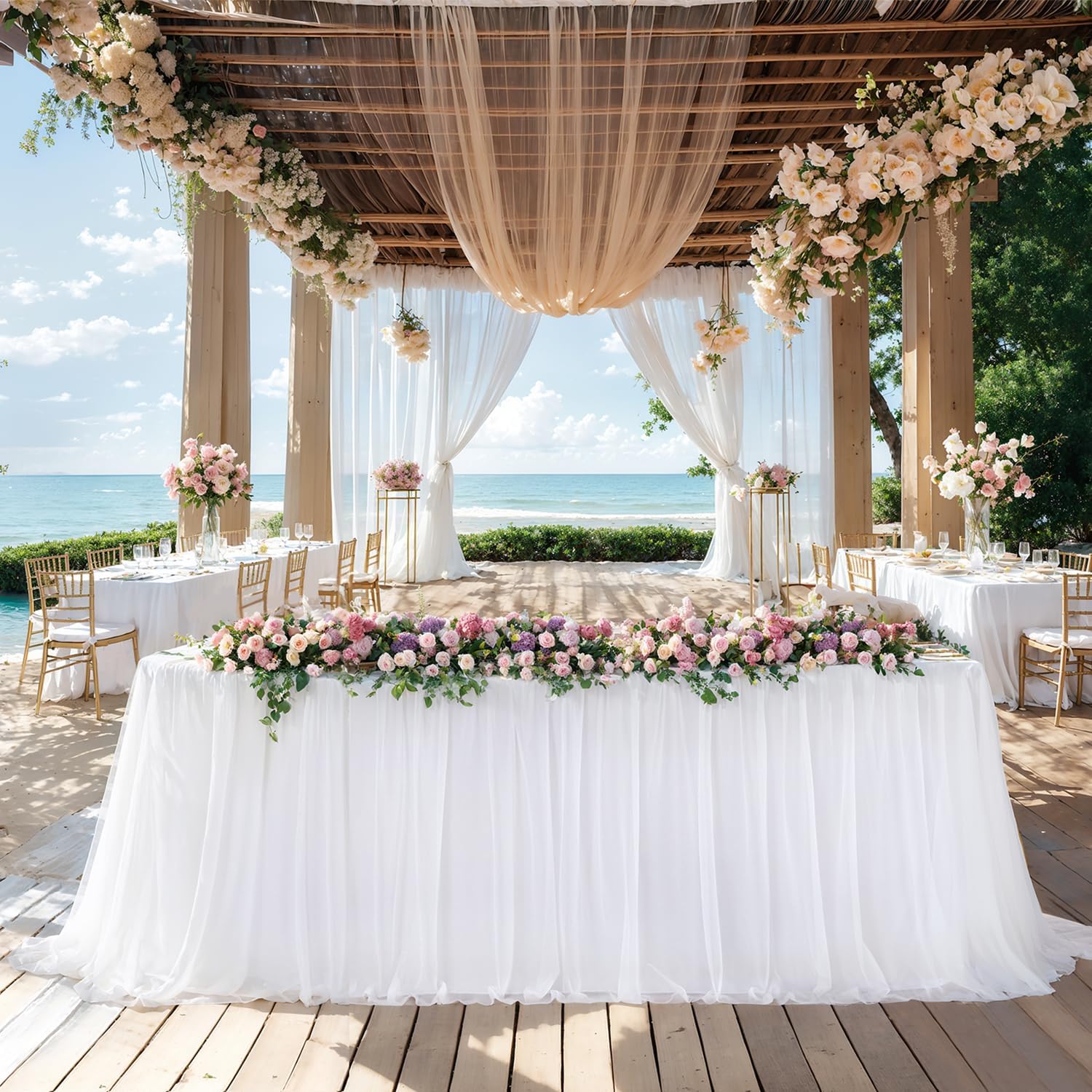 Elegant 8 Foot White Table Cloths for Parties and Weddings