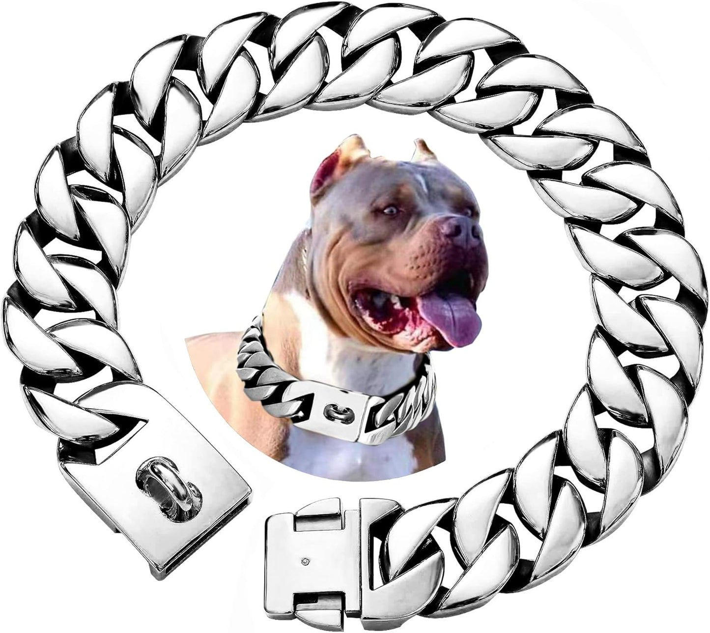 Big Dog Chain Collar with Buckle for Large Dogs - Heavy Duty