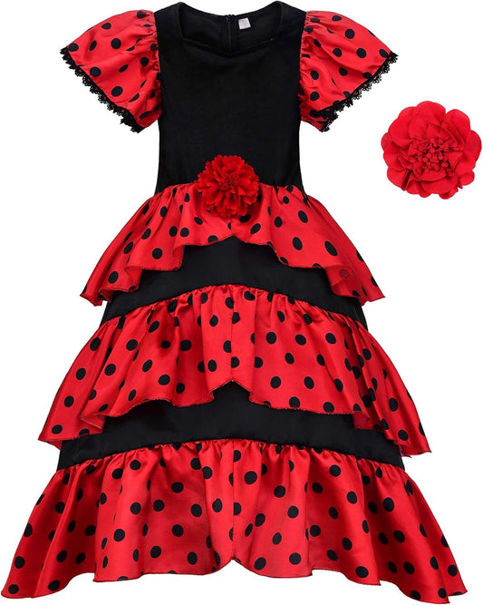 ReliBeauty Girls Flamenco Costume for Halloween Fun