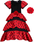 ReliBeauty Girls Flamenco Costume Spanish Dancer Skirt for Kids
