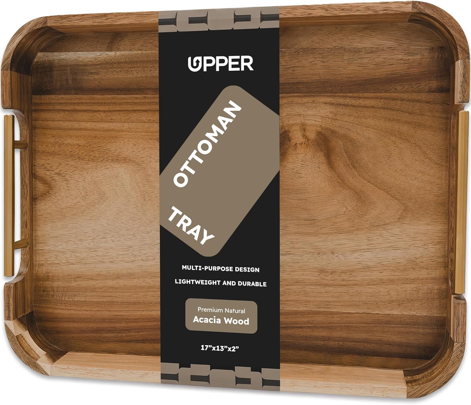 Elegant Acacia Wood Serving Tray with Handles for Any Occasion