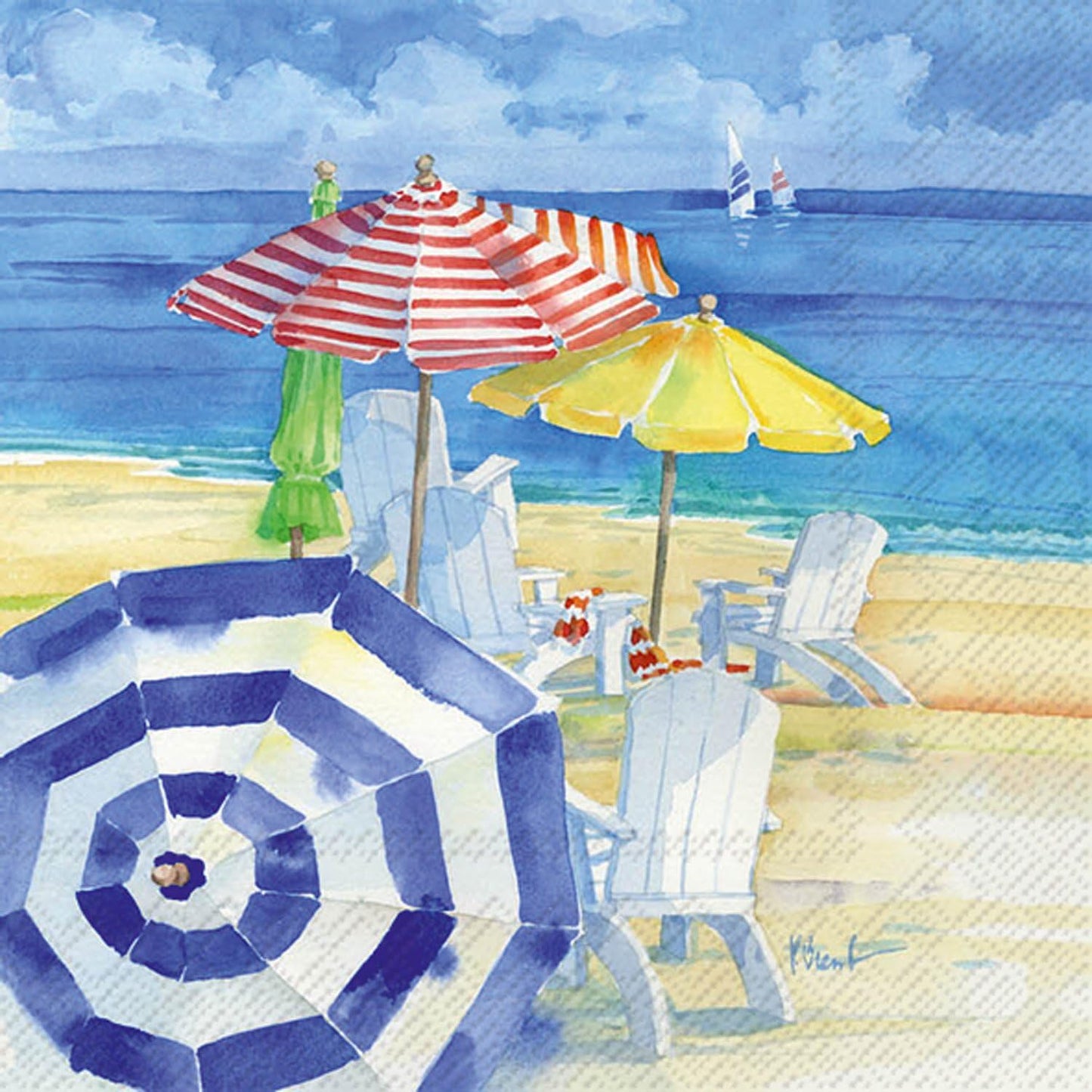Watercolor Beach Cocktail Napkins by Boston Int'l