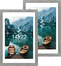 14x22 Picture Frame Set of 2 Rustic Grey Wood Style - Versatile Wall