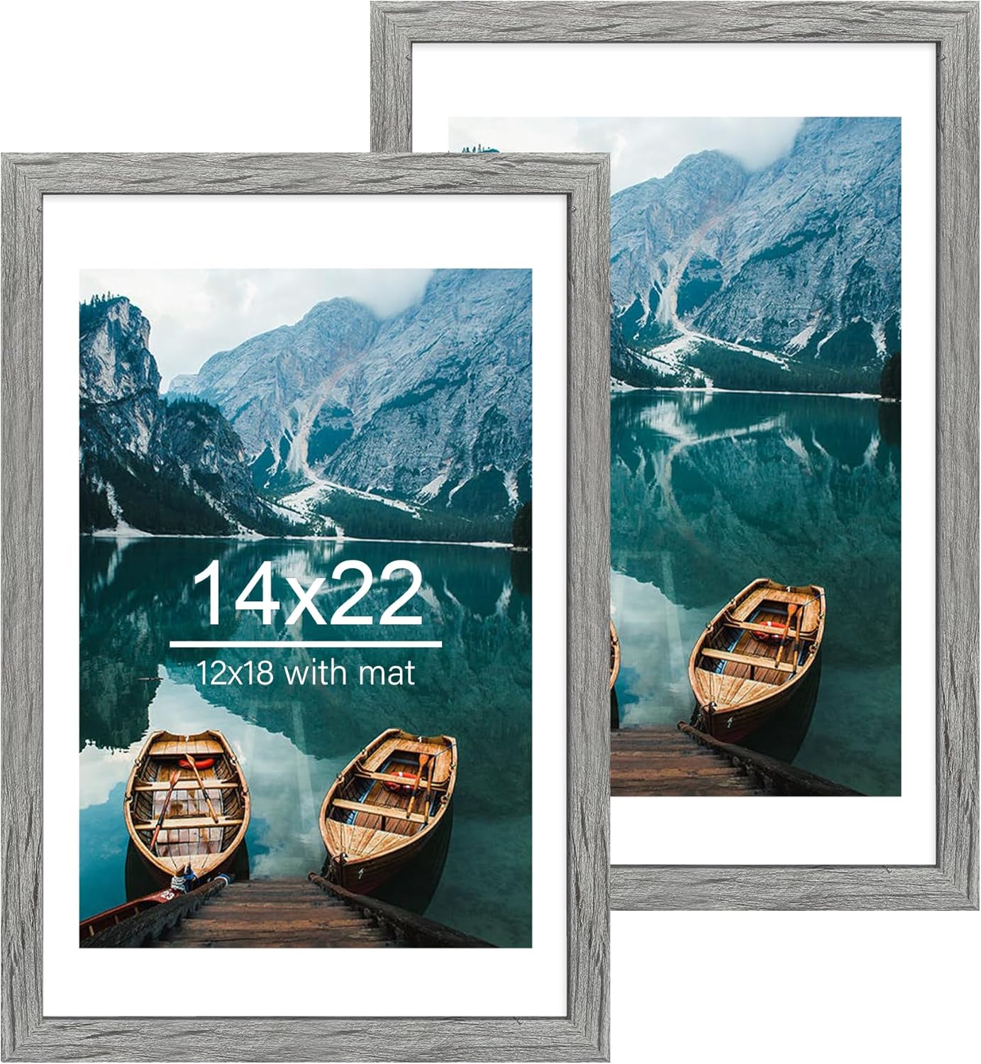 14x22 Picture Frame Set of 2 in Rustic Grey Wood Style