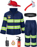 Kid's Fireman Firefighter Costume with 8 PCS Accessories - Active Play